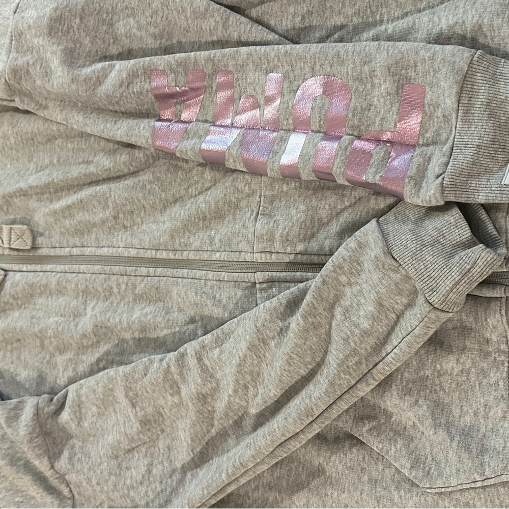 Puma Gray Hoodie with Pink Logo